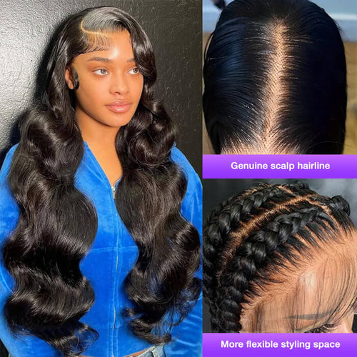 13x4 Lace Front Human Hair Wigs Natural Color Body Wave Density